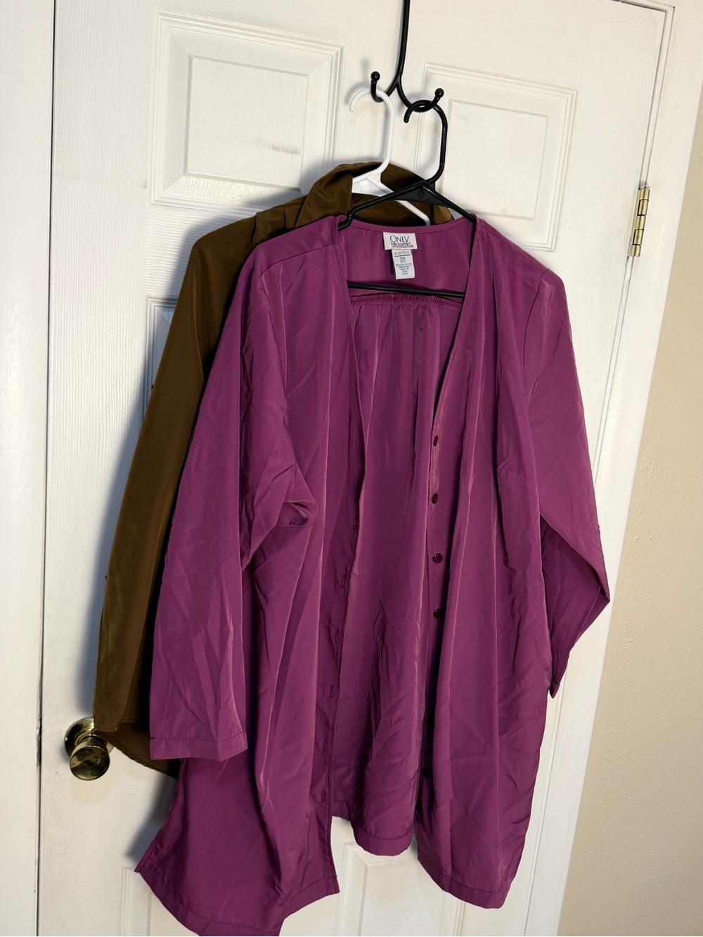 Only Necessities Plum Button-Front Long Sleeve Top